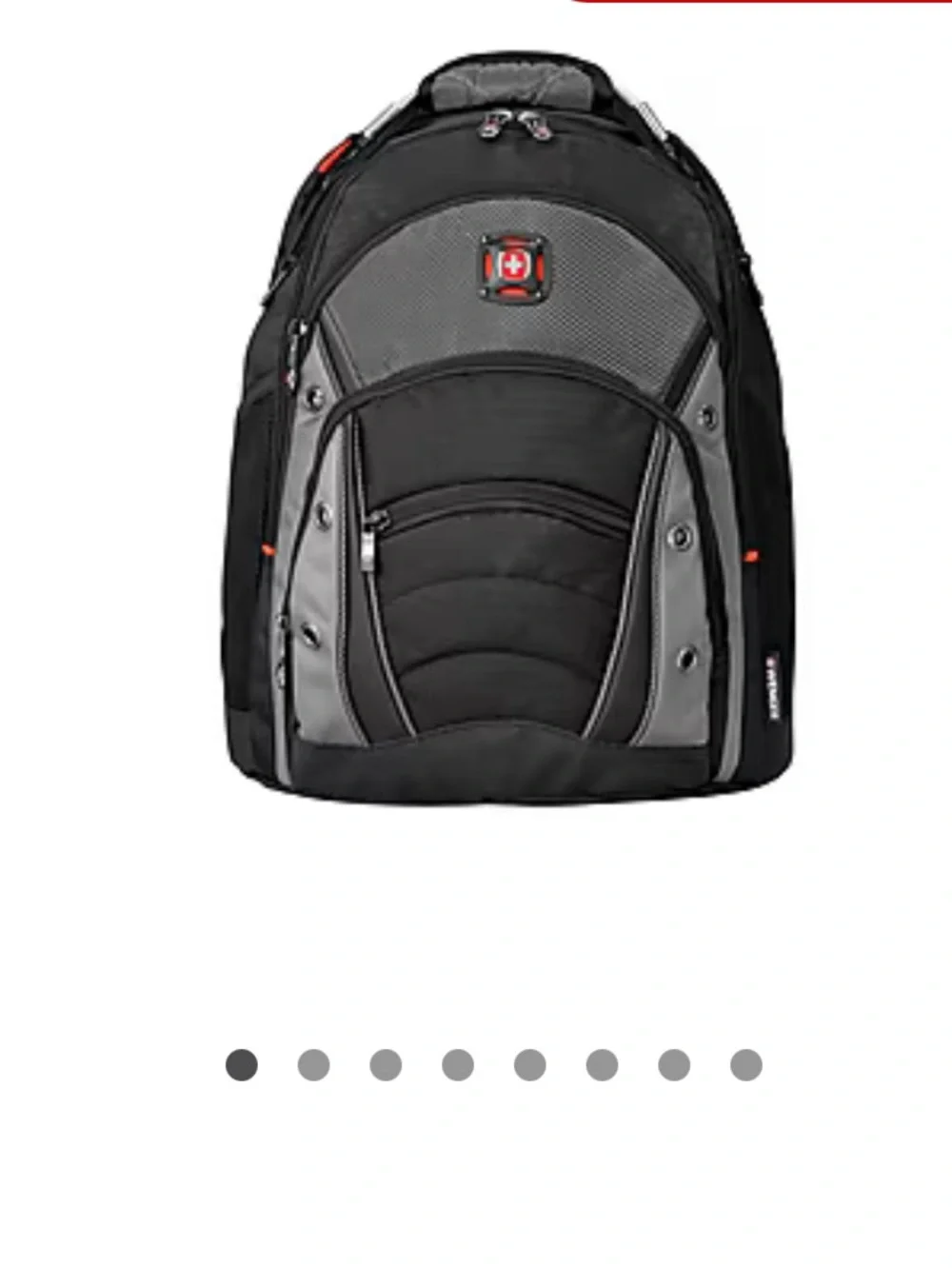 SwissGear Black and Gray Travel Laptop Backpack with Red Logo Accent